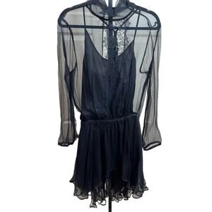 Krisa/‎ Revolve Sz Medium Lace Chiffon High Neck Cascade Midi Slip Dress NWT